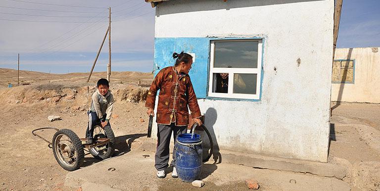 An ADB-supported water kiosk has helped ger area villagers save time collecting clean water each week. Photo credit: ADB.