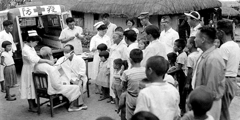 Immunization activities were done in rural villages in the Republic of Korea in the 1960s. Photo credit: National Archives of Korea.