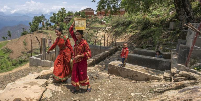 Upland communities in Nepal have better access to water through the Building Climate Resilience of Watersheds in Mountain Eco-Regions project. Photo credit: ADB.