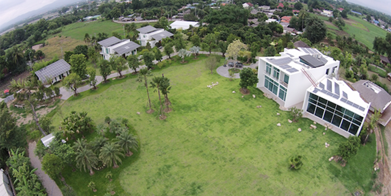 Solar energy is paired with a hydrogen storage system at a residential development in Chiang Mai, Thailand.  Photo credit: Phi Suea House.