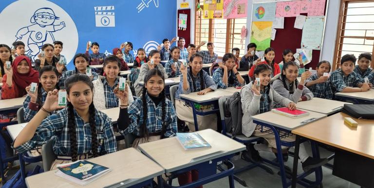 TagHive’s low-cost Bluetooth clicker lets teachers run spot assessments and instantly view class and student-level insights. Photo credit: Pankaj Agarwal. 