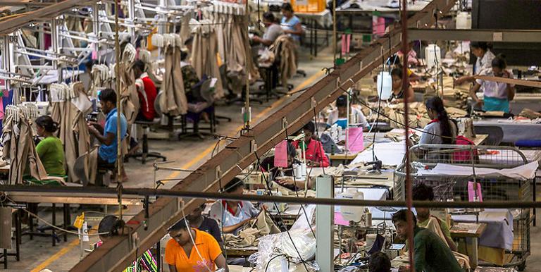 In Sri Lanka, women account for around 78% of the apparel industry workforce and perform routine work, such as sewing machine operation. Photo credit: ADB. 