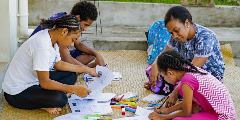 Take-home module learning has been one of the primary modes of instruction in Pacific island countries during the school closures. Photo credit: ADB.