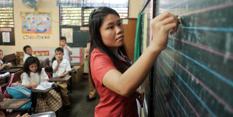 A teacher professional development program can include annual workshops on foundational literacy teaching of specific school subjects. Photo credit: ADB.